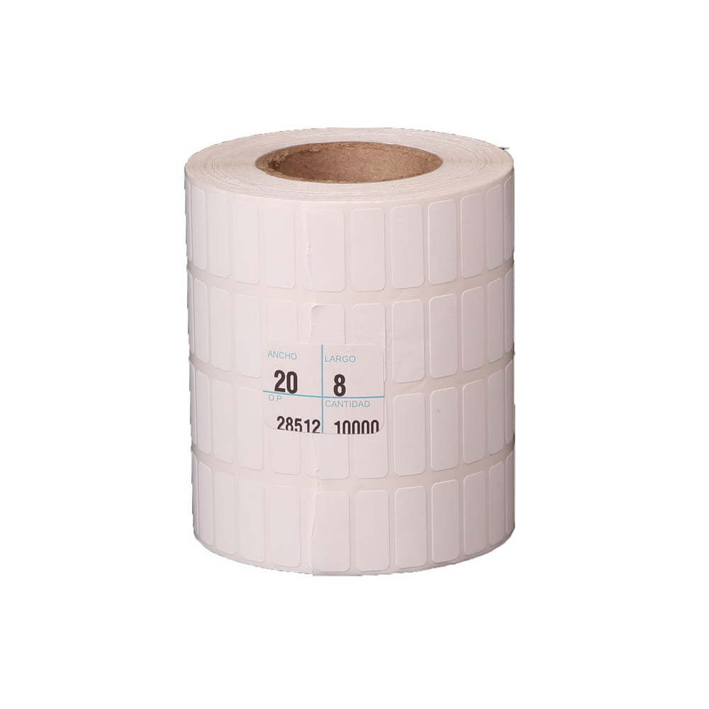 30 Rollos de 10,000 etiquetas de 20 mm x 8 mm, 4 al paso con Centro de 1.5 In. De Transferencia Térmica TT