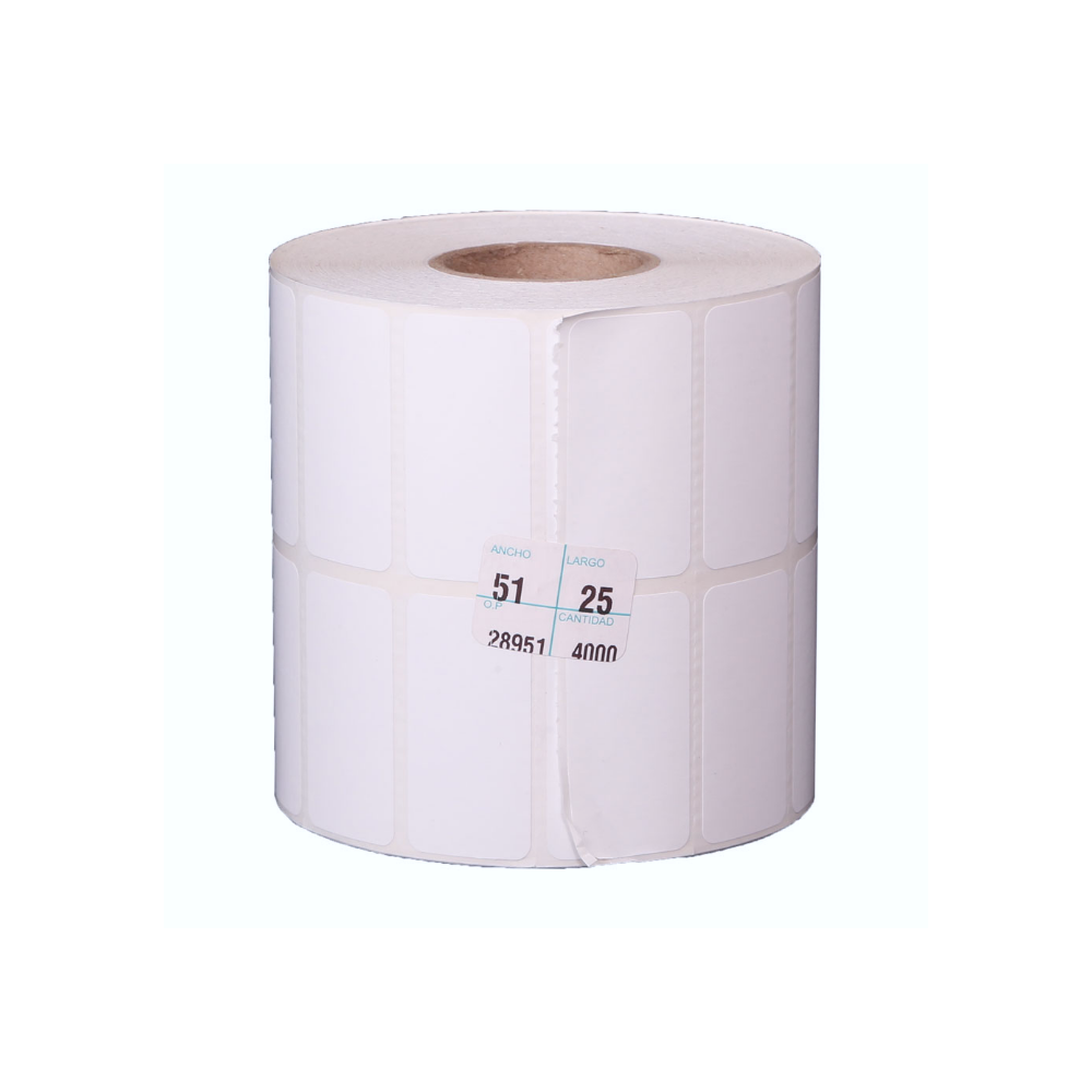 15 Rollos de 4,000 etiquetas de 51 mm x 25 mm, (2x1 In) 2 al paso. De Transferencia Térmica TT